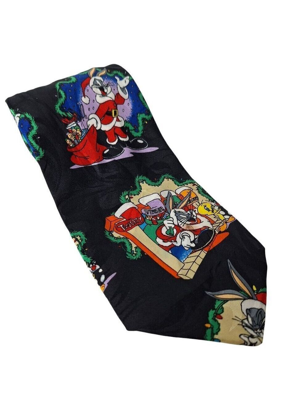 1995 Looney Tunes Bugs Bunny Christmas Necktie Vintage
